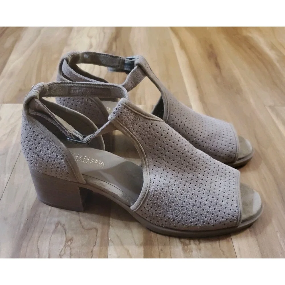 Koolaburra By‎ UGG Ashlyn Suede Heeled Sandals Shoes Womens Size 9 Taupe